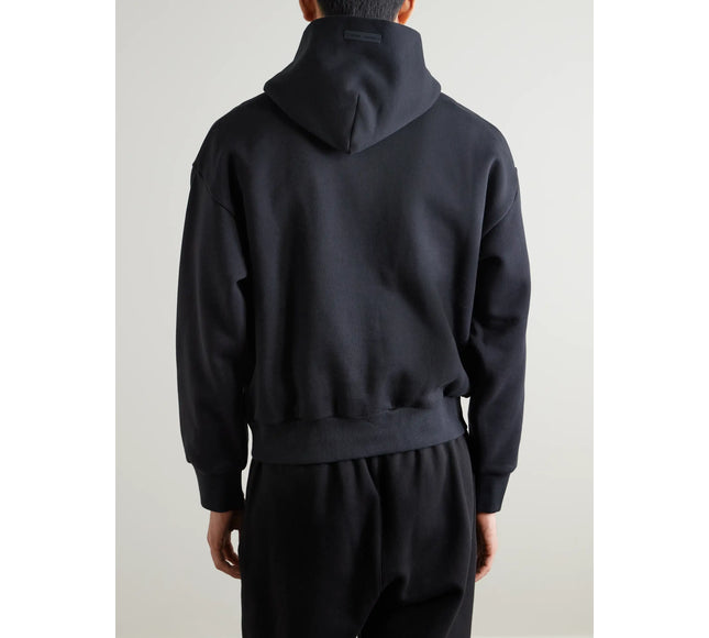 FEAR OF GOD ESSENTIALS Logo-Print Cotton-Blend Jersey Hoodie - Black