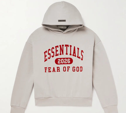 FEAR OF GOD ESSENTIALS Logo-Print Cotton-Blend Jersey Hoodie - Gray