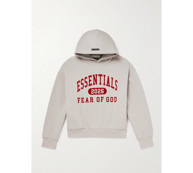 FEAR OF GOD ESSENTIALS Logo-Print Cotton-Blend Jersey Hoodie - Gray