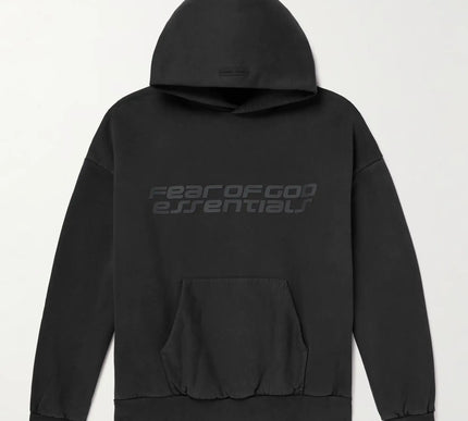 FEAR OF GOD ESSENTIALS 90s Logo-Print Cotton-Jersey Hoodie - Black