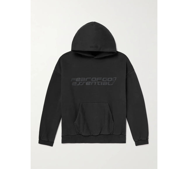 FEAR OF GOD ESSENTIALS 90s Logo-Print Cotton-Jersey Hoodie - Black