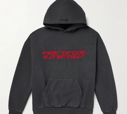 FEAR OF GOD ESSENTIALS 90s Logo-Print Cotton-Jersey Hoodie - Dark Gray