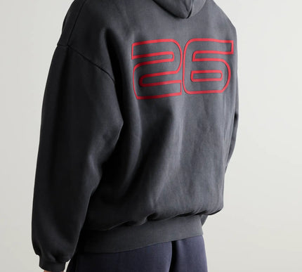 FEAR OF GOD ESSENTIALS 90s Logo-Print Cotton-Jersey Hoodie - Dark Gray