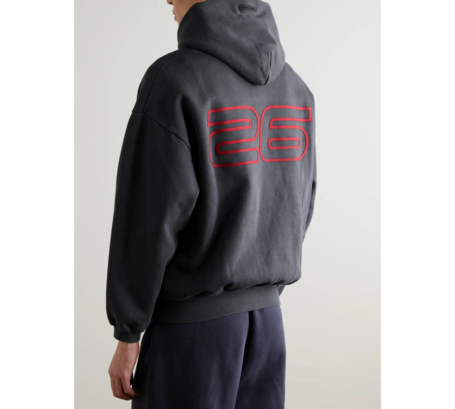 FEAR OF GOD ESSENTIALS 90s Logo-Print Cotton-Jersey Hoodie - Dark Gray