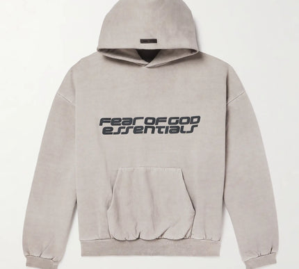 FEAR OF GOD ESSENTIALS 90s Logo-Print Cotton-Jersey Hoodie - Gray