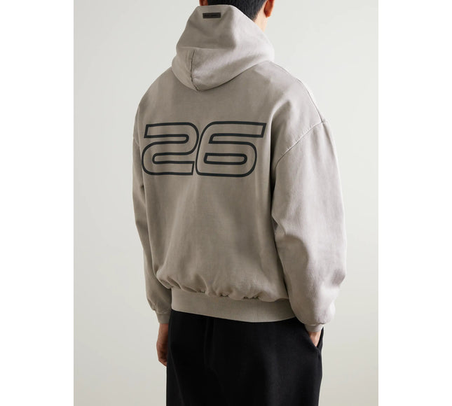 FEAR OF GOD ESSENTIALS 90s Logo-Print Cotton-Jersey Hoodie - Gray