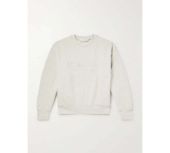 FEAR OF GOD ESSENTIALS Logo-Embossed Cotton-Blend Jersey Sweatshirt - Gray