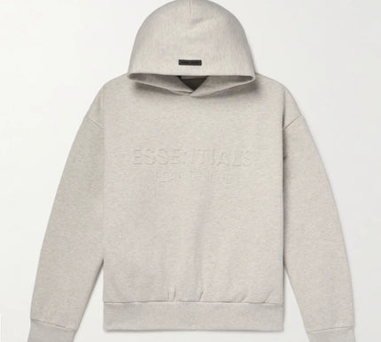 FEAR OF GOD ESSENTIALS Logo-Embossed Cotton-Blend Jersey Hoodie - Dark Gray