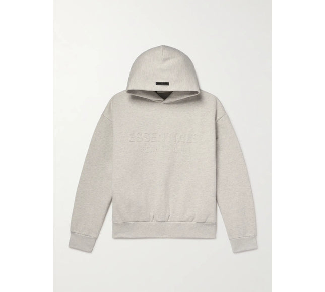FEAR OF GOD ESSENTIALS Logo-Embossed Cotton-Blend Jersey Hoodie - Dark Gray