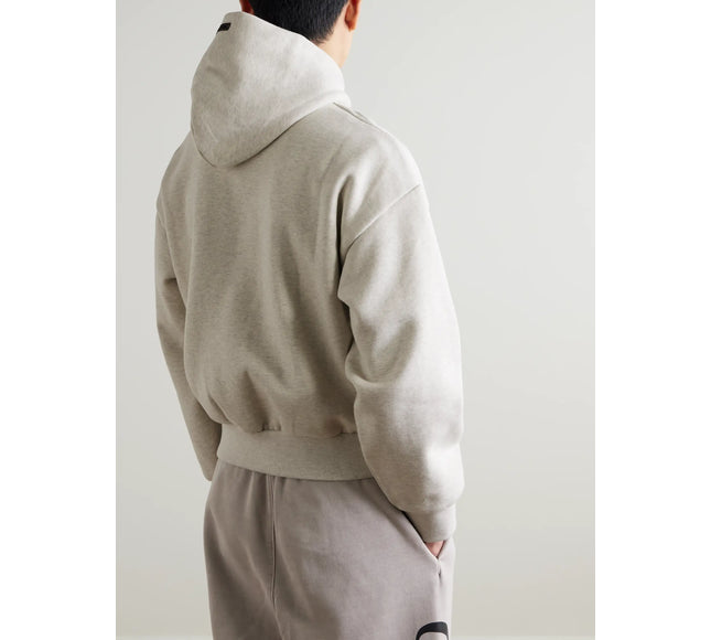 FEAR OF GOD ESSENTIALS Logo-Embossed Cotton-Blend Jersey Hoodie - Dark Gray