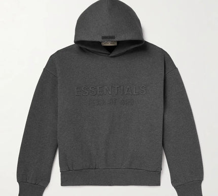 FEAR OF GOD ESSENTIALS Logo-Embossed Cotton-Blend Jersey Hoodie - Dark Gray