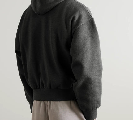 FEAR OF GOD ESSENTIALS Logo-Embossed Cotton-Blend Jersey Hoodie - Dark Gray