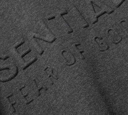FEAR OF GOD ESSENTIALS Logo-Embossed Cotton-Blend Jersey Hoodie - Dark Gray