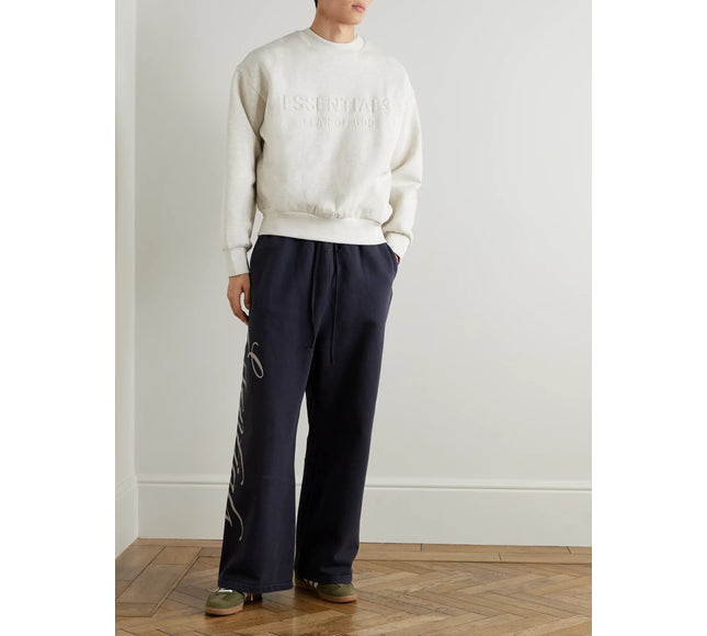 FEAR OF GOD ESSENTIALS Logo-Embossed Cotton-Blend Jersey Sweatshirt - Gray