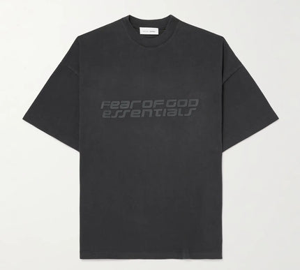 FEAR OF GOD ESSENTIALS 90s Oversized Logo-Print Cotton-Jersey T-Shirt - Black