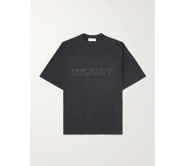 FEAR OF GOD ESSENTIALS 90s Oversized Logo-Print Cotton-Jersey T-Shirt - Black
