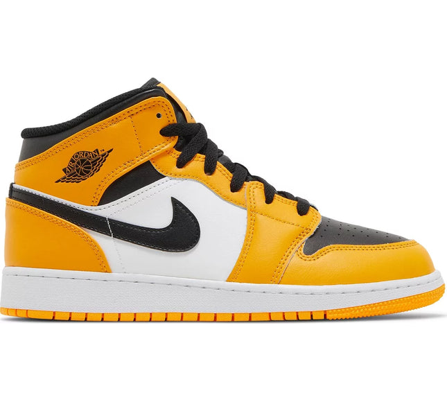 Nike Grade School Womens Air Jordan 1 Mid Sneakers - 'Reverse Yellow Toe'