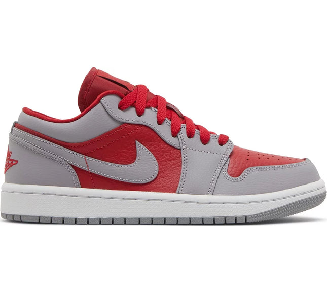 Nike Womens Air Jordan 1 Low SE Sneakers - 'Split - Gym Red Cement Grey'