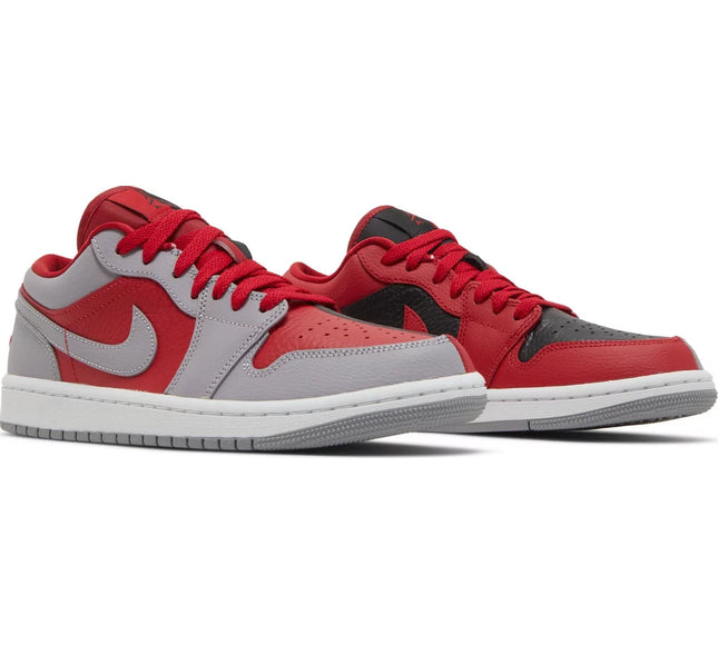 Nike Womens Air Jordan 1 Low SE Sneakers - 'Split - Gym Red Cement Grey'