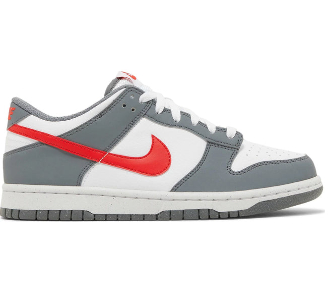 Nike Grade School Womens Dunk Low Next Nature Sneakers - 'Smoke Grey Light Crimson'