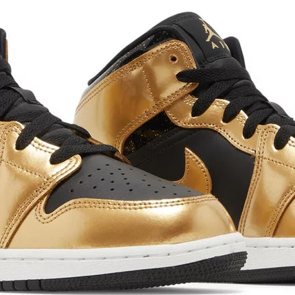 Air jordan 1 mid se 2025 gs black metallic gold white