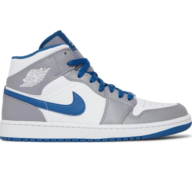 Nike Mens Air Jordan 1 Mid Sneakers - 'Cement True Blue'