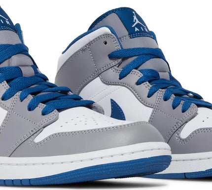 Nike Mens Air Jordan 1 Mid Sneakers - 'Cement True Blue'