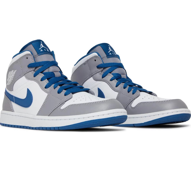 Nike Mens Air Jordan 1 Mid Sneakers - 'Cement True Blue'