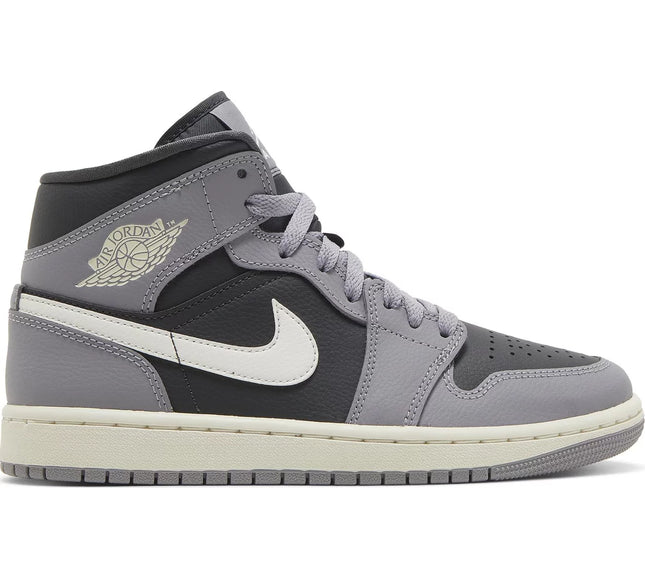 Nike Womens Air Jordan 1 Mid Sneakers - 'Cement Grey'