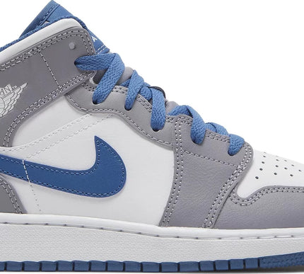 Nike Grade School Womens Air Jordan 1 Mid Sneakers - 'Cement True Blue'