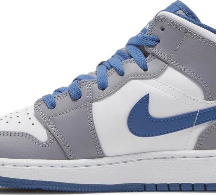Nike Grade School Womens Air Jordan 1 Mid Sneakers - 'Cement True Blue'