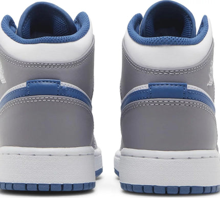 Nike Grade School Womens Air Jordan 1 Mid Sneakers - 'Cement True Blue'