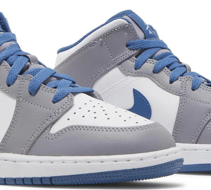 Nike Grade School Womens Air Jordan 1 Mid Sneakers - 'Cement True Blue'