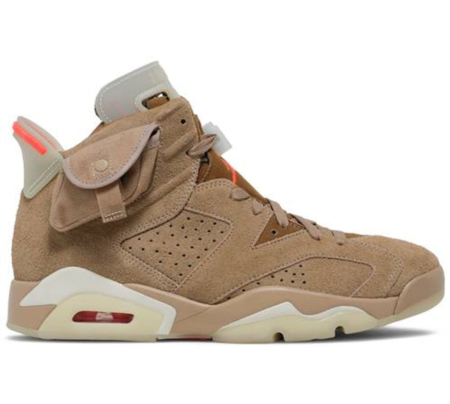 Nike Mens Travis Scott x Air Jordan 6 Retro Sneakers - 'British Khaki'