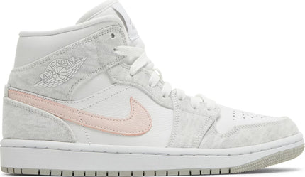 Nike Womens Air Jordan 1 Mid SE Sneakers - 'White Light Iron Ore'
