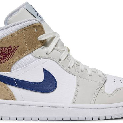 Nike Mens Air Jordan 1 Mid Sneakers - 'White Khaki Blue Void'