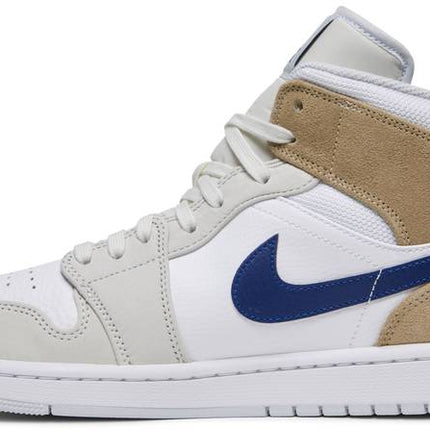 Nike Mens Air Jordan 1 Mid Sneakers - 'White Khaki Blue Void'