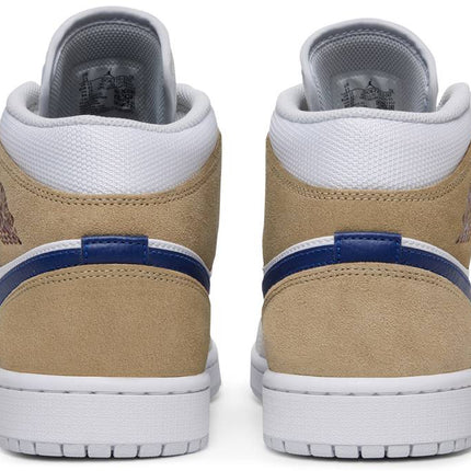 Nike Mens Air Jordan 1 Mid Sneakers - 'White Khaki Blue Void'