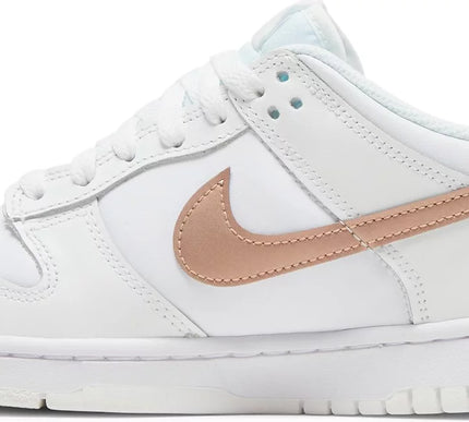 Nike Grade School Womens Dunk Low Sneakers - 'White Metallic Red Bronze'