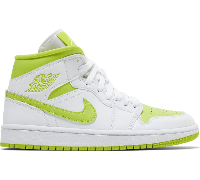 Nike Womens Air Jordan 1 Mid Sneakers - 'White Lime'