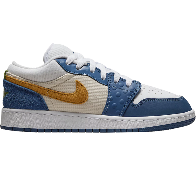 Nike Grade School Womens Air Jordan 1 Low SE Sneakers - 'Patchwork - French Blue'