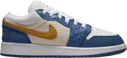 Nike Grade School Womens Air Jordan 1 Low SE Sneakers - 'Patchwork - French Blue'