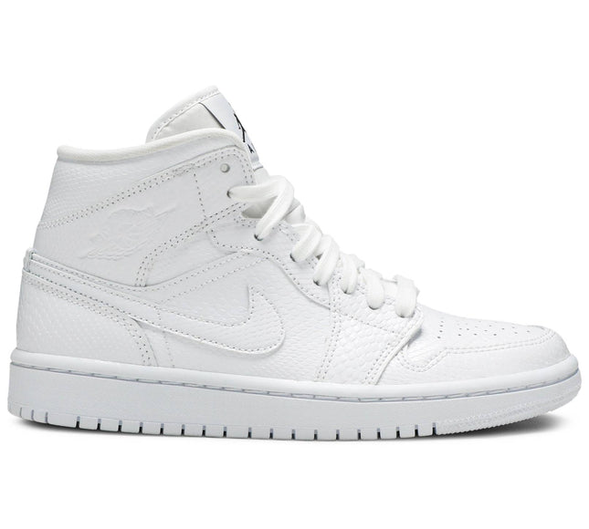 Nike Womens Air Jordan 1 Mid Sneakers - 'White Snakeskin'