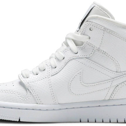 Nike Womens Air Jordan 1 Mid Sneakers - 'White Snakeskin'