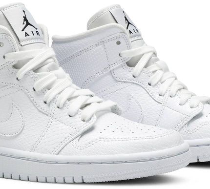 Nike Womens Air Jordan 1 Mid Sneakers - 'White Snakeskin'